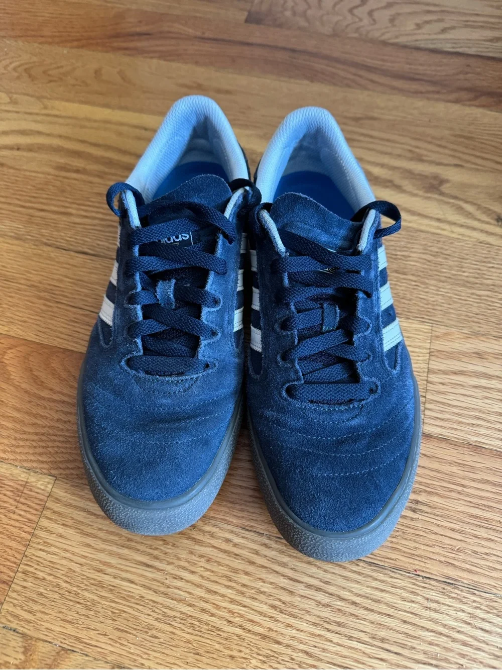 Adidas Busenitz Blue and White Suede Sneakers